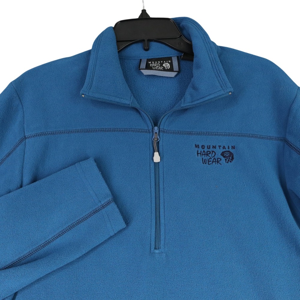Mountain Hardwear Fleece Pullover Mens M Blue Quarter Zip Mock Neck Outdoor